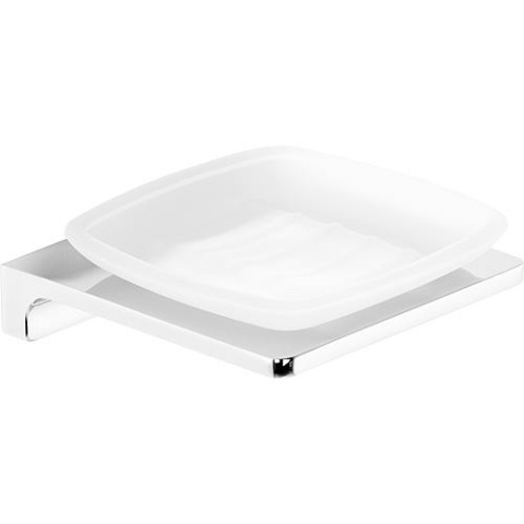 Evenes Erasmia soap dish with wall holder Zinc chrome-plated satinised glass 89 012 78 NEW