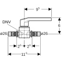 Vanne à bille Geberit MEPLA Ms d26 avec levier de commande 613061002 NEUF