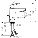 Hansgrohe basin mixer 100 Logis projection 108 mm chrome without pop-up waste 71101000 NEW