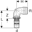 Coude de transition Geberit Mepla 90Gr avec AG Rg d40-R1 1/4 605255005 NEUF
