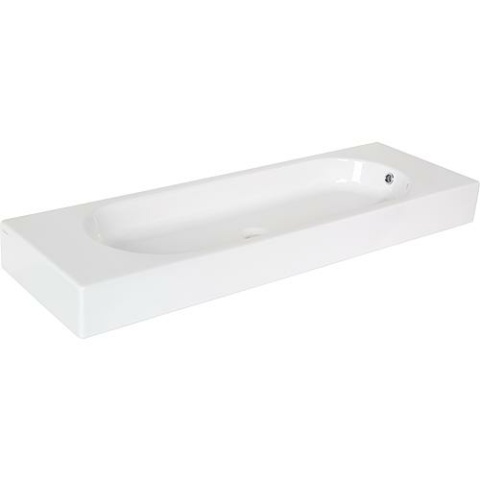 Evenes Doppelwaschtisch AREA BxHxT: 1100x110x350 mm 2 Hahnlöcher Keramik weiß NEU