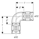Geberit FlowFit elbow 90Gr, PPSU, d32 620073001 NEW