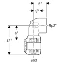 Geberit FlowFit overgangsbocht 90Gr met IG Rg+ 90Gr d63-Rp2 620536001 NIEUW