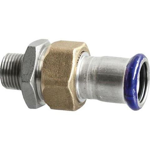 Evenes Acier inoxydable Pressfitting M-Contur Raccord de passage, (i/AG), 22 mm x 1" NOUVEAU