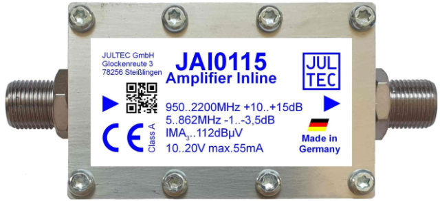 Jultec SAT-Inline-Verstärker JAI0115 15dB, ferngespeist NEU