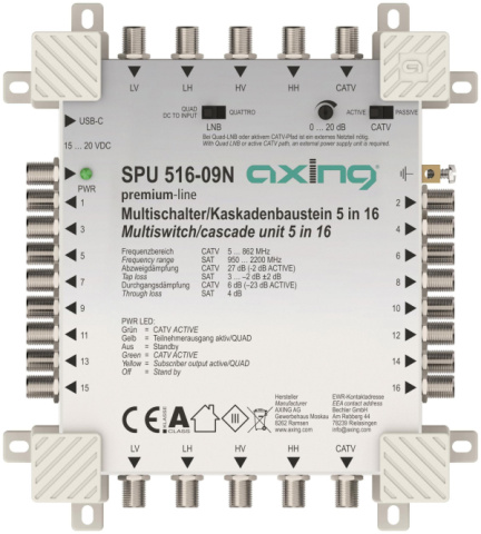 AXING Commutateur multiple 5in16 SPU 516-09N Stand-Alone/Cascade NEUF