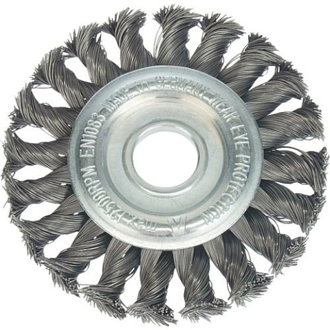 Lessmann round brush knotted steel wire 0.50 mm 115 mm x 22.2 472211 NEW