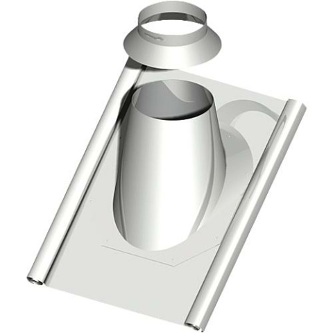 SEM plastic flue system roof penet. w. lead Lead 45-55°, incl. rain collar - DN 080/125 NEW