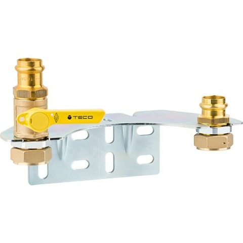 Set di installazione Teco per contatore gas a due tubi con attacco a vite, rubinetto di arresto + GS 6,0 m³/h, Ø 28 mm x DN25(1"") NUOVO