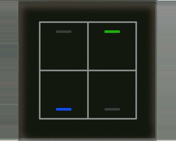 MDT technologies Glass push-button II Light 4-fold RGBW, black, neutral BE-GTL4TS.01S NEW