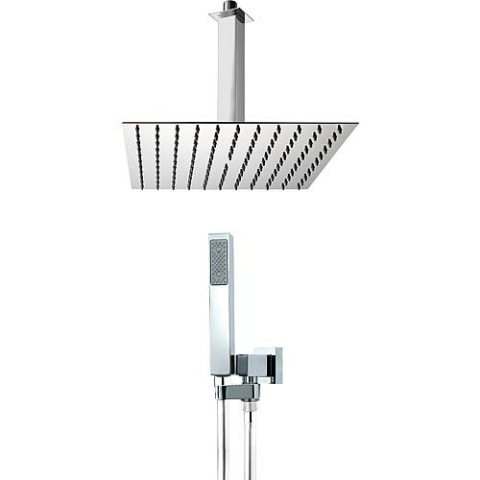 Evenes Aktions-Brause-Set: Kopfbrause eckig 250x250 mm Deckenanschlussrohr 200 mm Handbrause Schlauch chrom M90095001030066 NEU