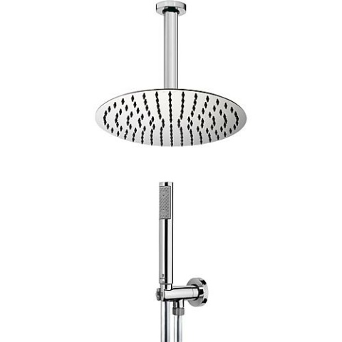 Zestaw prysznicowy Evenes special offer: okrągła głowica prysznicowa Ø 250 mm przyłącze sufitowe 200 mm wąż prysznicowy chrom M90163001030066 NOWOŚĆ