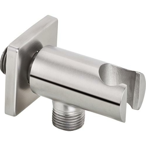 Evenes wall connection elbow incl. shower holder square rosette DN15 (1/2) stainless steel matt NEW
