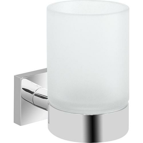 Portavasos Evenes Elean latón cromado cristal satinado NUEVO