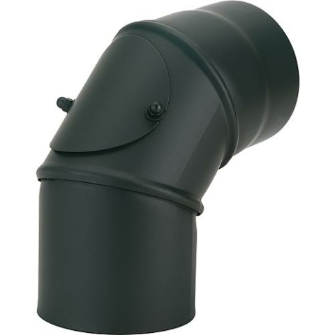 SEM lackierter Rauchrohrbogen, mit Reinigungstür, DN150, 90°, schwarz NEU