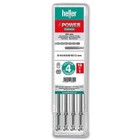 Heller hammer drill bit set HELLER® 4Power with SDS-Plus chuck Ø 6.0 x 160/100 mm PU 11 pieces NEW