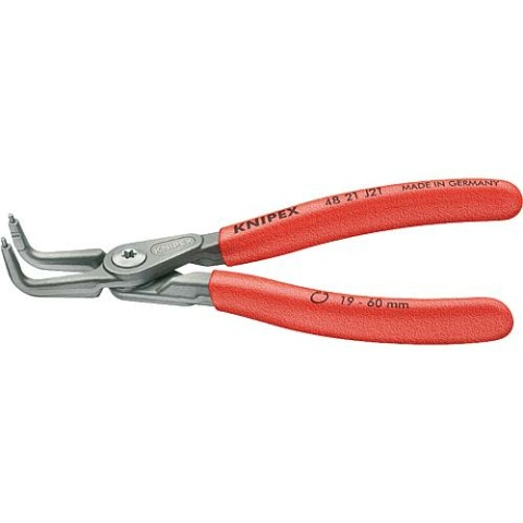 Pince à circlips de précision Knipex gris recouvert de plastique antidérapant L=165mm 19-60mm pointes coudées 48 21 J21 NOUVEAU