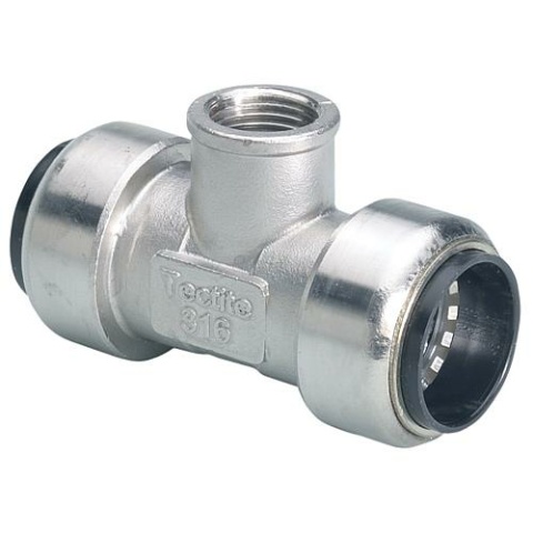 Aalberts roestvaststalen push-fit T-stuk (i/IG/i) 22x1/2x22 mm TS130G2212 NIEUW