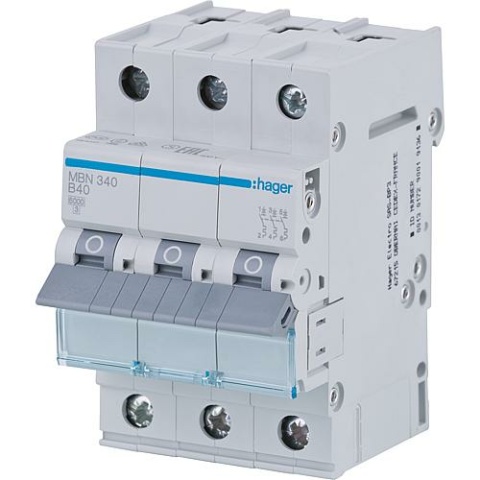 Interruttore miniaturizzato Hager, B40A 3p, 6kA, MBN340 NUOVO