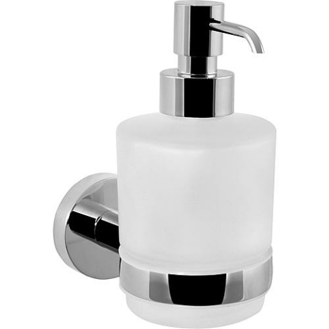 Evenes Seifenspender Eight 100 ml mit Wandhalter Messing verchromt Glas satiniert NEU