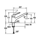 KWC Mitigeur dévier Isla bec pivotant saillie 225 mm chromé 10371023000FL NEUF