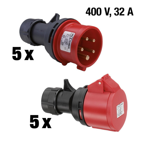 CEE-Stecker + CEE-Kupplungen Paket,  ABL, 400V, 32A, 10-teilig NEU