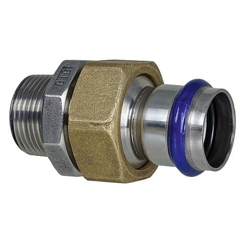 Evenes stainless steel pressfitting V-contour straight-through fitting with male thread, flat-diameter, 42 mm x DN 40 (1 1/2") S64THVI-LBP NEW