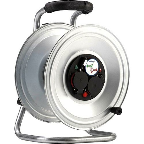 Hedi sheet steel cable reel "Professional"", empty, Ø 290 mm, 3-way Schuko socket outlet K2S000TF NEW
