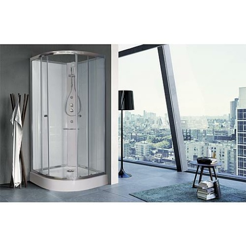 Evenes kompletny prysznic Basic kwadrant 900x900x1940 mm R=550 Bateria termostatyczna + słuchawka prysznicowa/natrysk boczny NOWOŚĆ