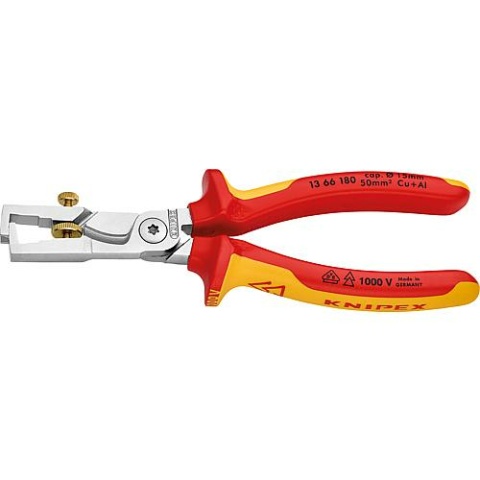 Knipex cable shears with wire stripper Length: 180mm 13 66 180 NEW