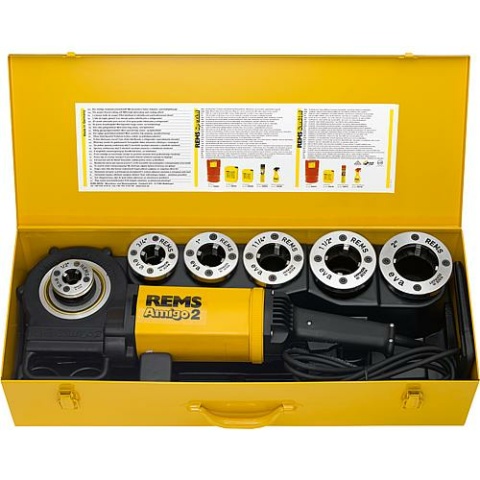 Rems Amigo2 set compleet met snijkoppen R 1/2""-3/4""-1""-1 1/4""-1 1/2""-2"" 540020 R220 NIEUW