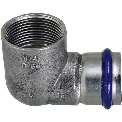 Raccord à sertir Evenes en acier inoxydable, contour V, angle de transition 90 ° avec FI 35mm x DN 32 (1 1/4") S30SGVI-LBP NOUVEAU