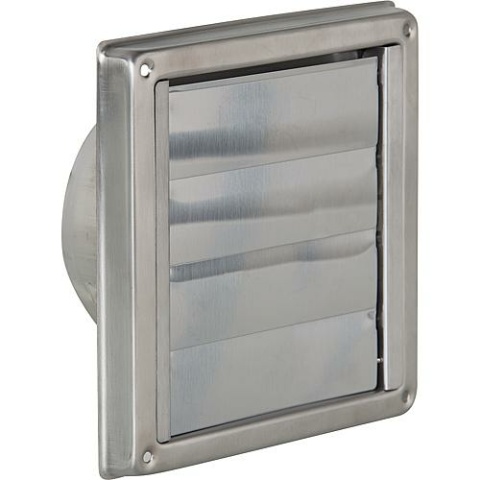 Aussenverschlussklappe V2A mit selbstschließenden Lamellen Anschl. Ø 125mm, Außen 180x180mm NEU