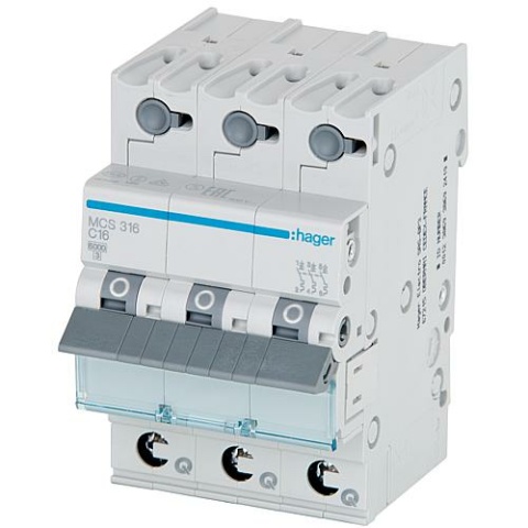 Interruttore automatico Hager C-16A, 3p, 6kA, SSK NUOVO