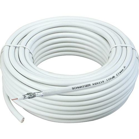 Schwaiger SAT cable coaxial 110 dB, blanco rollo de 100m NUEVO