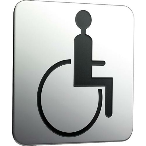 Emco plaque de porte système 2 chrome, personne en fauteuil roulant à coller 357600003 NOUVEAU