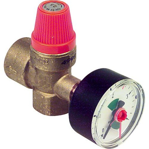 Watts diaphragm safety valve for heating with pressure gauge, DN15(1/2"") IG 2.5 bar 10004647 NEW
