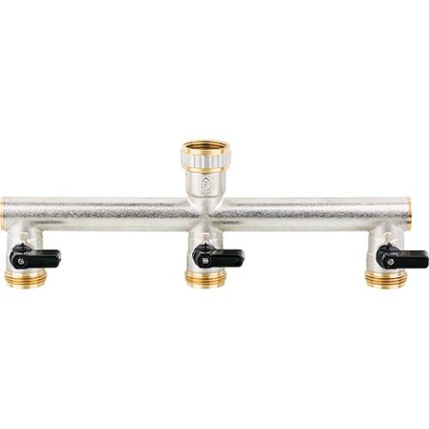 Absperrhahn 3-fach ÜWM DN20(3/4"") x AG DN20(3/4"") Messing vernickelt NEU