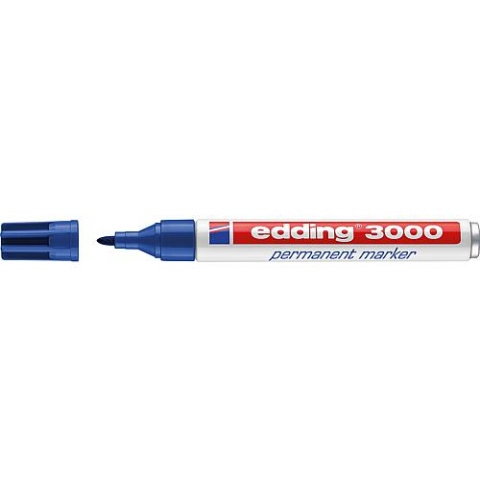 Marker permanentny Edding 3000 niebieski Szerokość linii 1,5 - 3 mm Okrągła końcówka 4-3000003 NOWOŚĆ