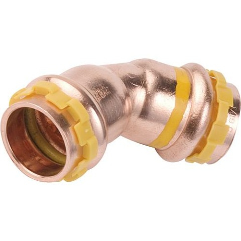 Aalberts Kupfer Pressfitting Gas V-Contur coude 45°, Ø 15 mm, PG 5041 Gas, i/i 5041VG15 NOUVEAU