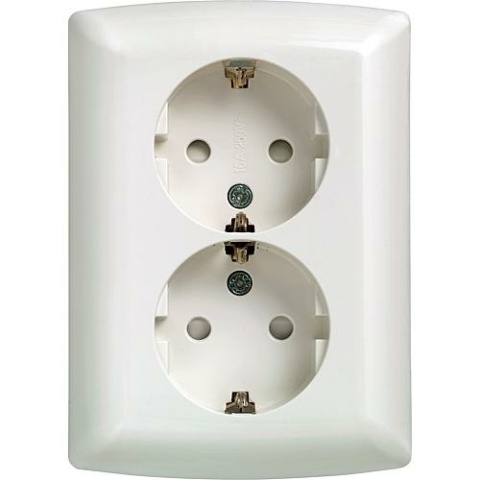 Dubbele wandcontactdoos Siemens Schuko, met verhoogde aanrakingsveiligheid, titaanwit, 5UB2211-3 5UB2211-3 NIEUW