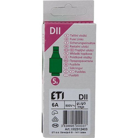 ETI Diazed-Sicherungseinsatz DII 6 A, VPE 5 NEU