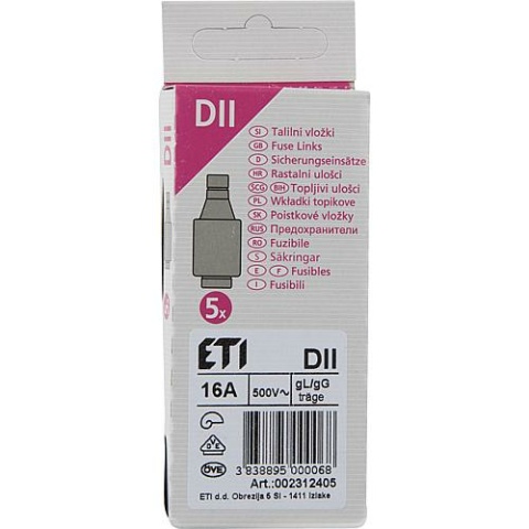 ETI Diazed-Sicherungseinsatz DII 16 A, VPE 5 NEU