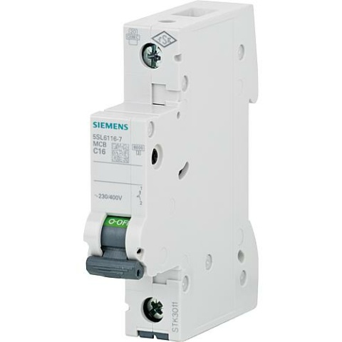 Interruttore miniaturizzato Siemens, 6KA, C16A, 1 polo, 5SL6116-7 5SL6116-7 NUOVO