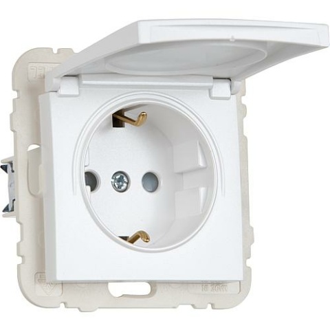 Efapel Schuko socket outlet,w. Flush-mounted, polar white, incl. hinged cover NEW
