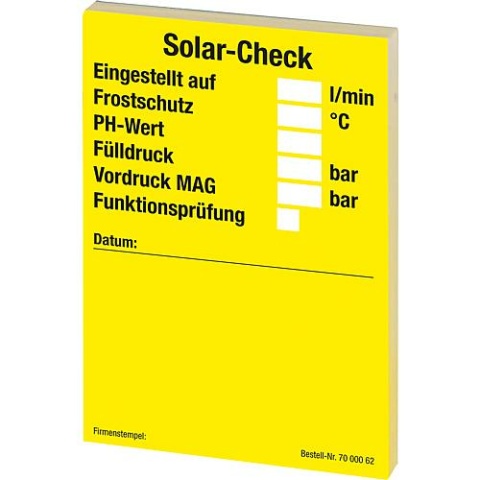 Weinmann & Schanz Autocollants de maintenance ""Solar-Check"" 1 bloc de 50 pièces NEUF