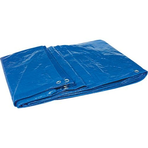 Gewebeplane aus HDPE-Bändchen- gewebe 120g/qm mit Rand + Ösen 3 x 4 m Farbe: blau NEU