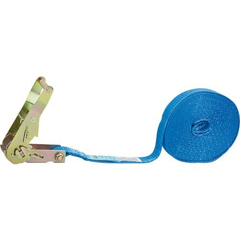 Dolezych spanband, eendelig, type 1000 DIN EC 12195-2 blauw, band 25 mm, lengte 6,0 mtr. NIEUW