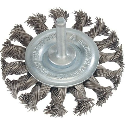 Lessmann Rundbürste gezopft Stahldraht 0,50 mm 75 mm, Schaft 6,0 mm 417198 NEU