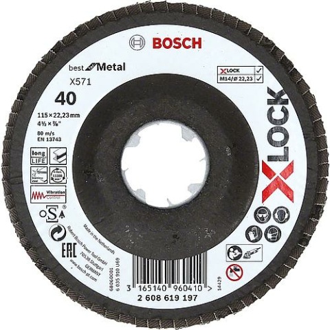 Bosch Lamellenschleifteller BOSCH® gerade mit X - Lock Aufnahme Ø 125 mm K40 NEU